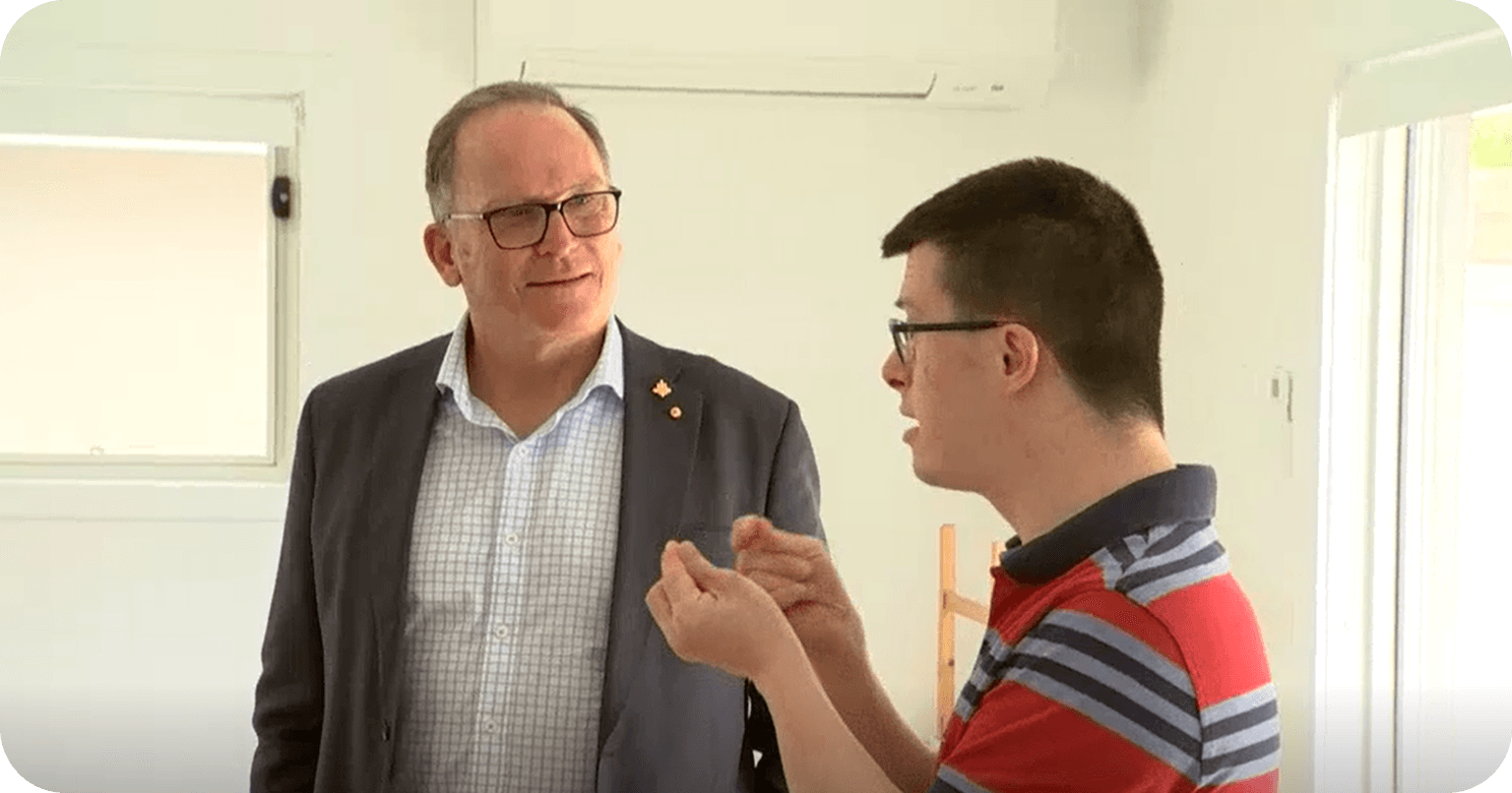 Two people in conversation